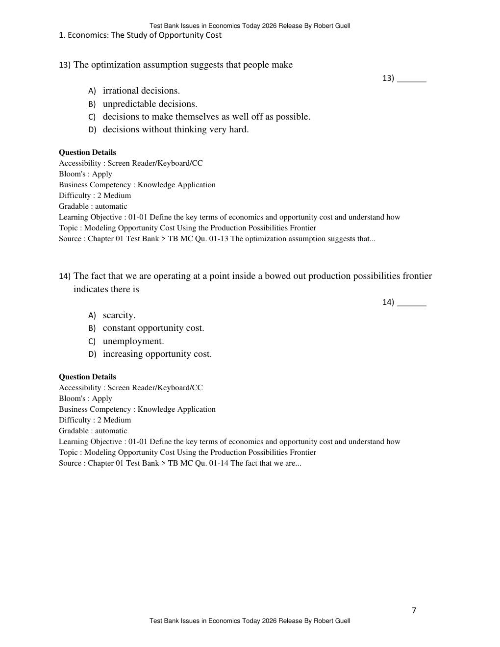 Preview page 10 of Test Bank Issues in Economics Today 2026 Release By Robert Guell