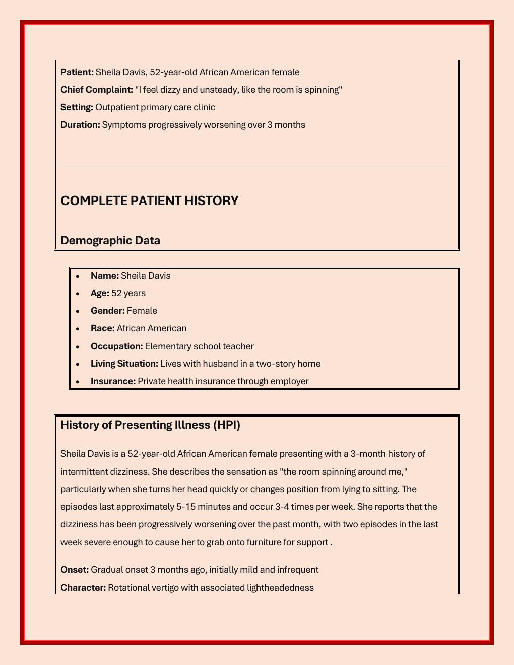 Preview page 2 of Advanced DDx Case Study: Sheila Davis (68-Year-Old Female  Presenting with Dizziness) | Complete Patient Interview, HPI,