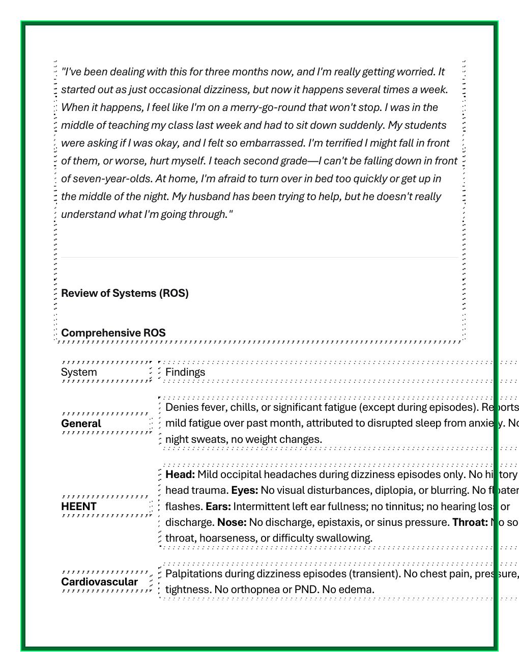 Preview page 6 of i-Human Advanced DDx Case Study:  Sheila Davis (68-Year-Old Female  Presenting with Dizziness) | Complete  Patient Inter
