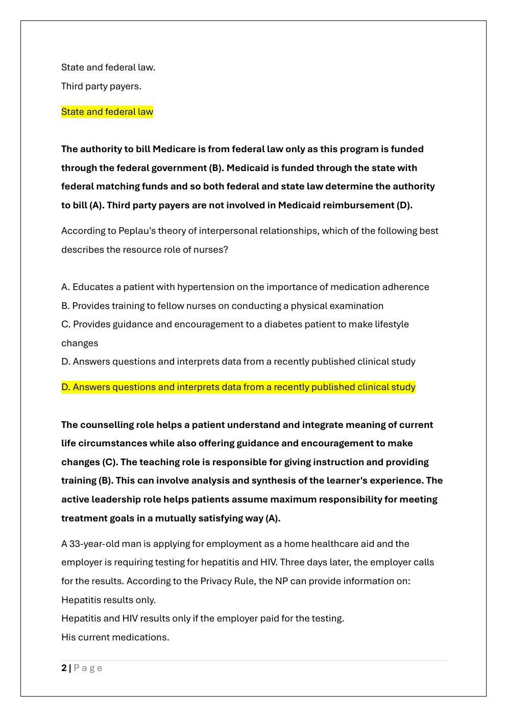 Preview page 2 of ANCC 54 NON-CLINICAL EXAM