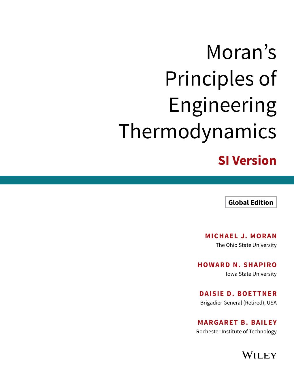 Preview page 3 of Moran's Principles of Engineering Thermodynamics SI Version 9th Global Edition By Michael Moran, Howard Shapiro, Daisie
