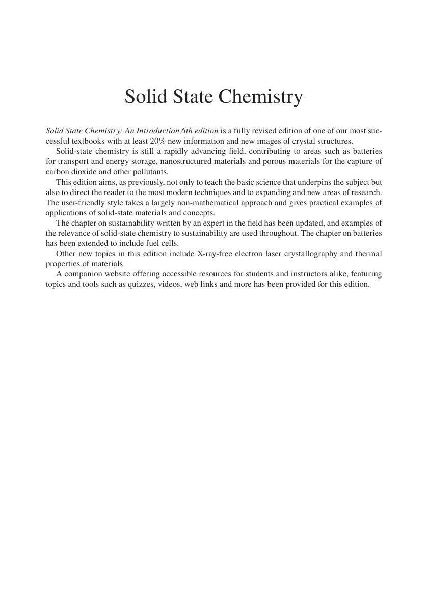 Preview page 2 of Solid State Chemistry An Introduction 6th Edition By Elaine Moore, Lesley Smart