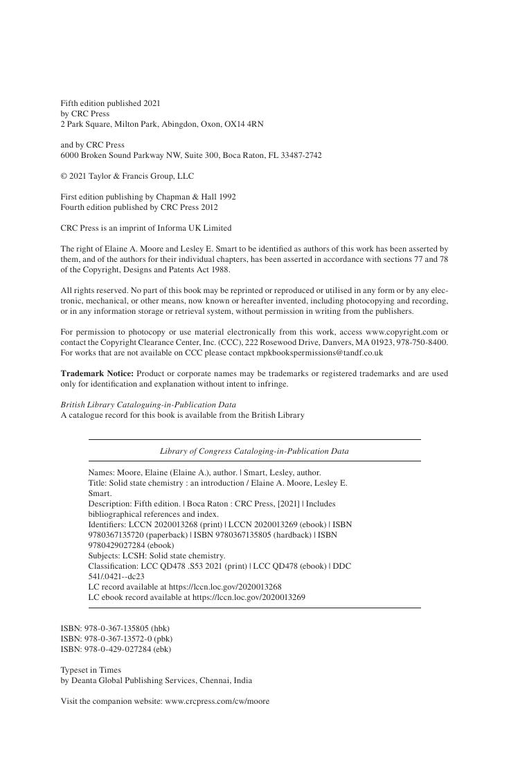 Preview page 5 of eBook PDF Solid State Chemistry An Introduction 5th Edition By Elaine Moore, Lesley Smart