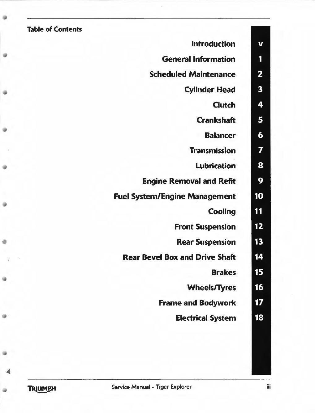 Preview page 3 of Triumph Tiger Explorer 1200 2012-2015 Service Repair Manual