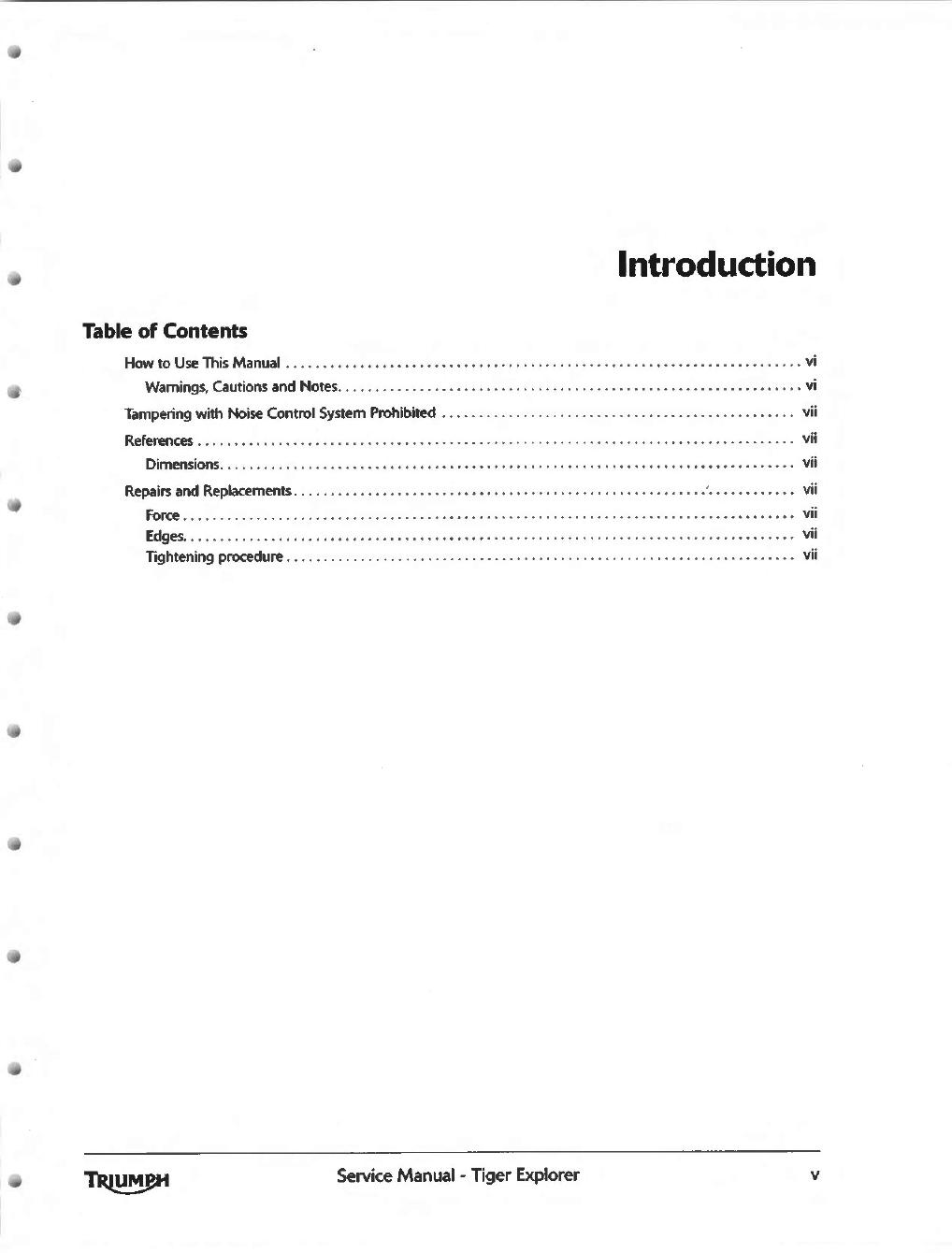 Preview page 5 of Triumph Tiger Explorer 1200 2012-2015 Service Repair Manual