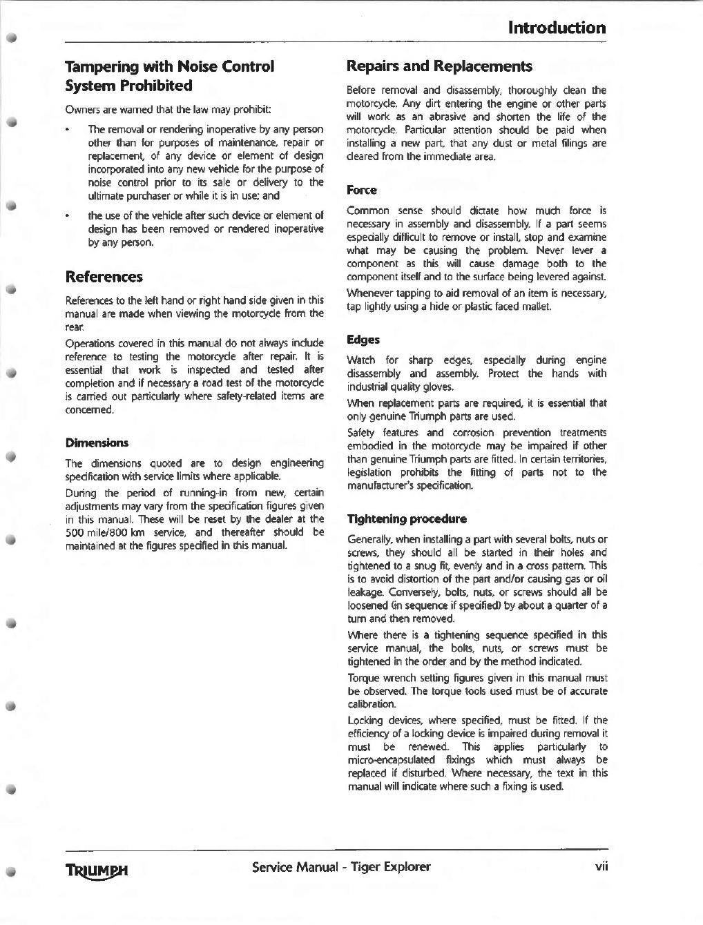 Preview page 7 of Triumph Tiger Explorer 1200 2012-2015 Service Repair Manual