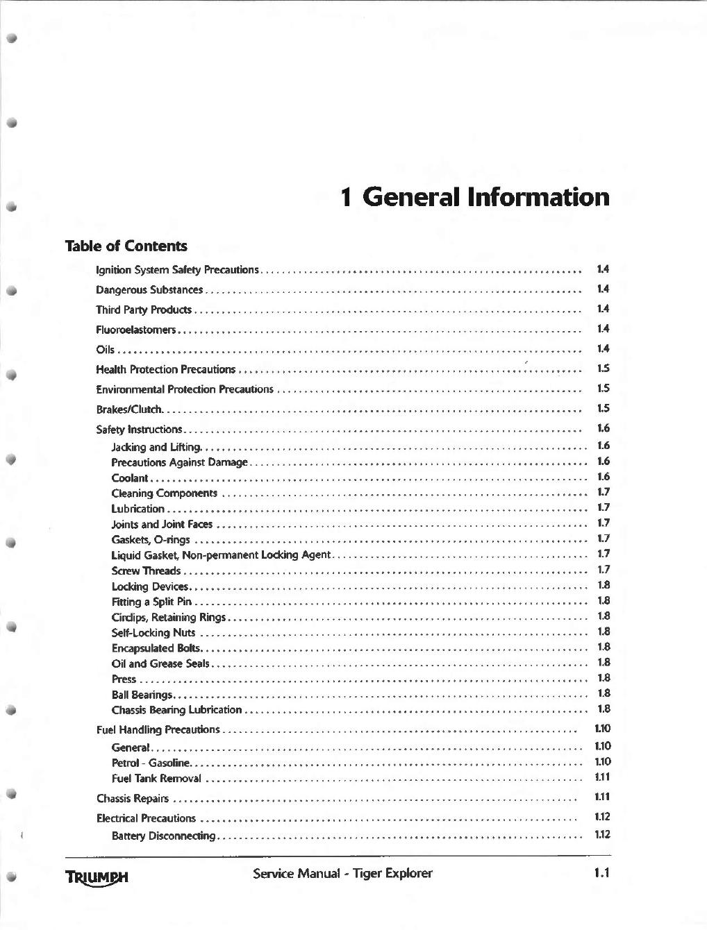 Preview page 9 of Triumph Tiger Explorer 1200 2012-2015 Service Repair Manual
