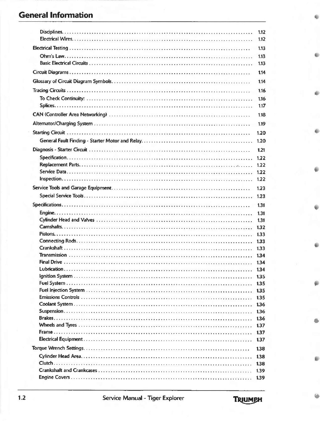 Preview page 10 of Triumph Tiger Explorer 1200 2012-2015 Service Repair Manual