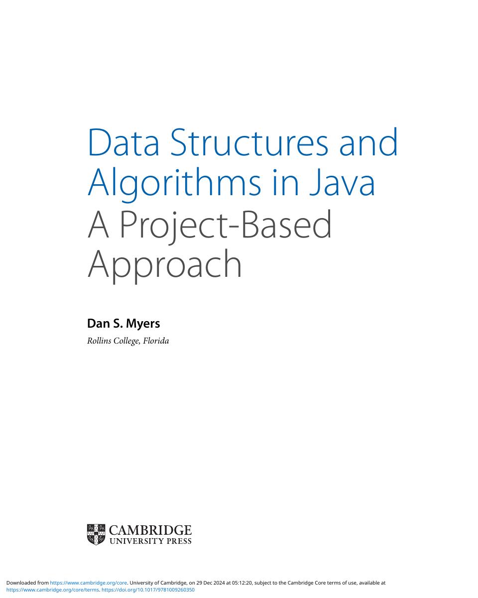 Preview page 2 of eBook PDF Data Structures and Algorithms in Java A Project-Based Approach 1st Edition By Dan Myers