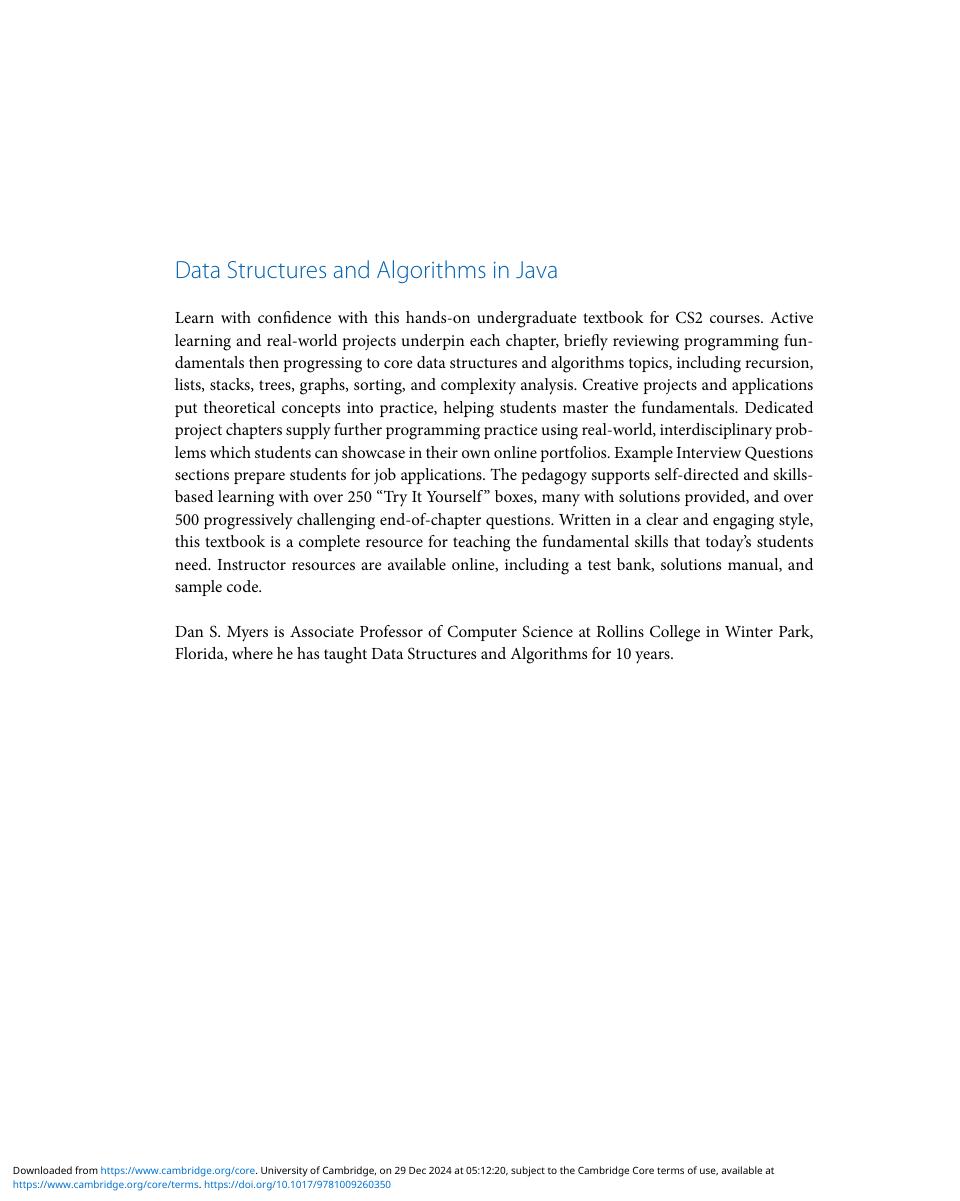 Preview page 3 of eBook PDF Data Structures and Algorithms in Java A Project-Based Approach 1st Edition By Dan Myers