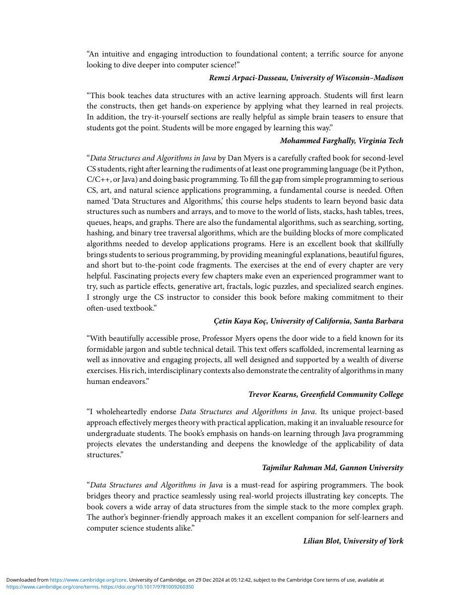 Preview page 8 of eBook PDF Data Structures and Algorithms in Java A Project-Based Approach 1st Edition By Dan Myers