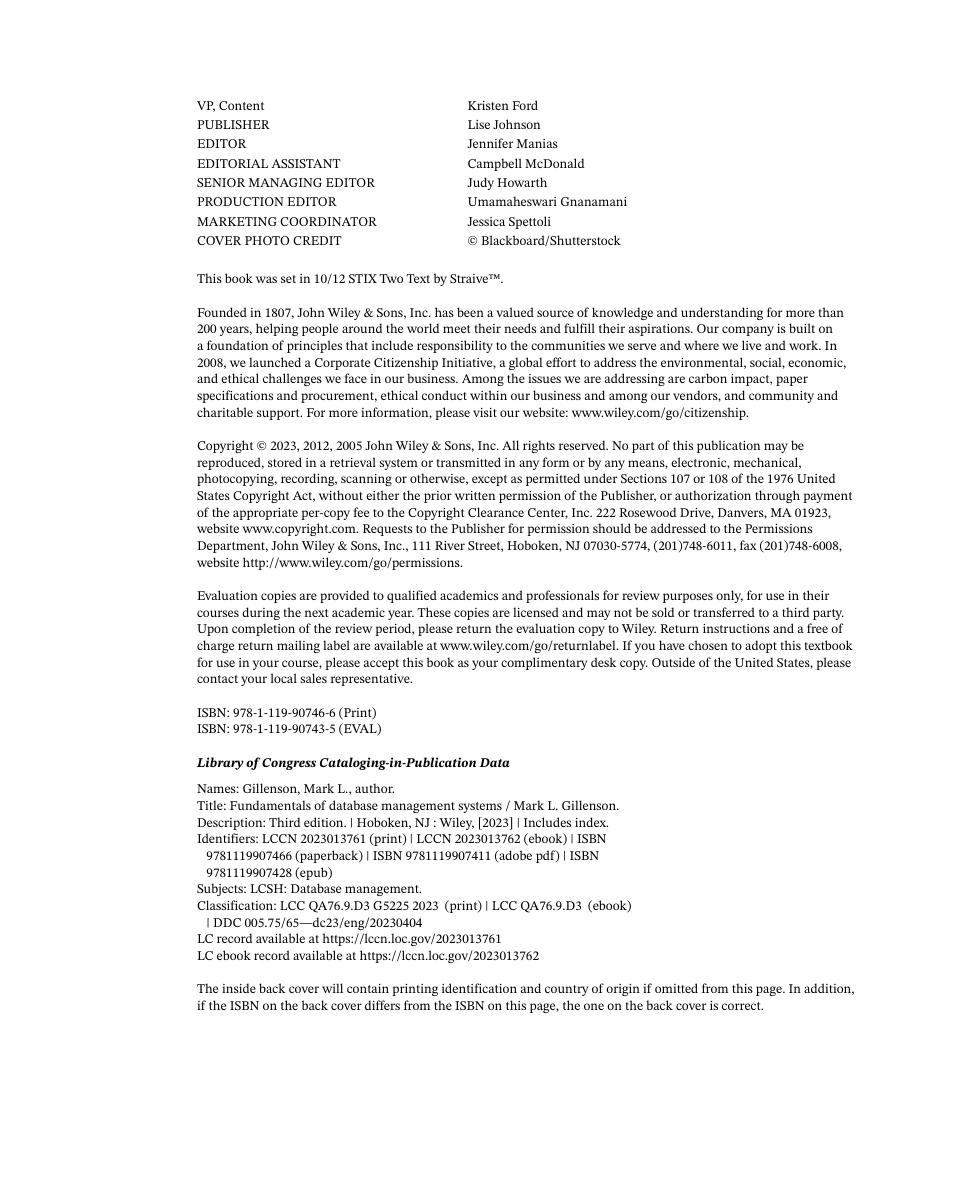 Preview page 4 of Fundamentals of Database Management Systems 3rd Edition By Mark Gillenson
