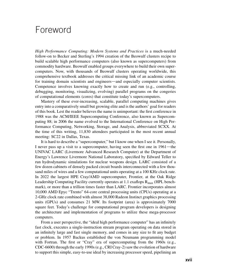 Preview page 5 of eBook PDF High Performance Computing Modern Systems and Practices 1st Edition By Thomas Sterling, Maciej Brodowicz, Matt