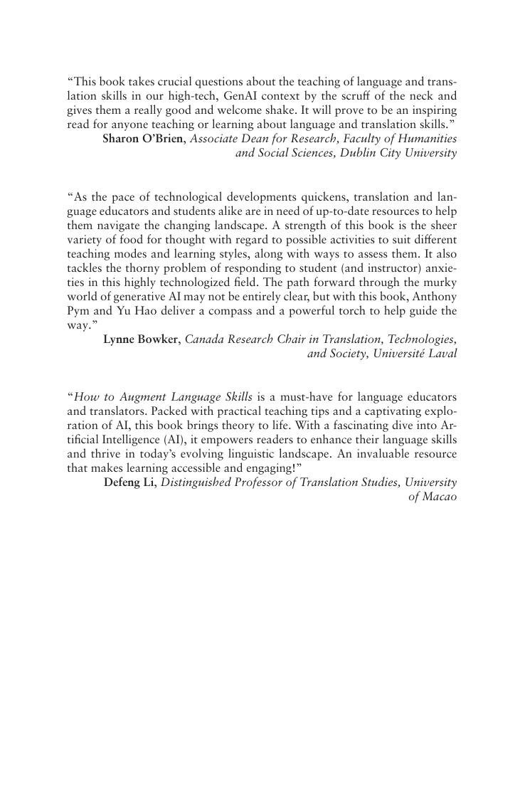 Preview page 3 of How to Augment Language Skills Generative AI and Machine Translation in Language Learning and Translator Training 1st Ed