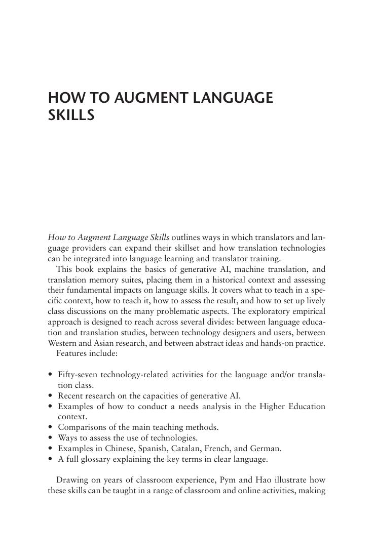 Preview page 4 of How to Augment Language Skills Generative AI and Machine Translation in Language Learning and Translator Training 1st Ed