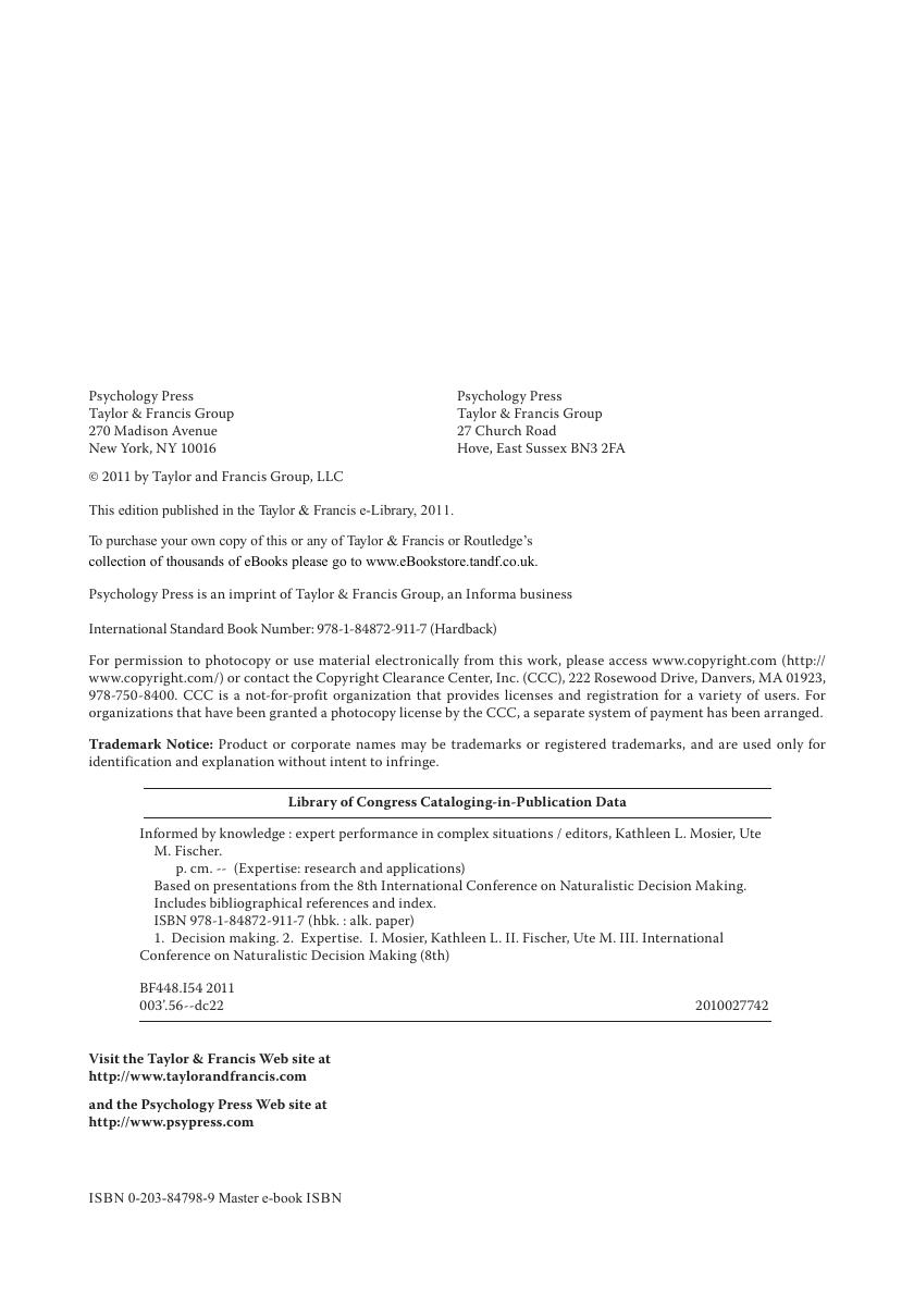 Preview page 5 of eBook PDF Informed by Knowledge Expert Performance in Complex 1st Edition By Kathleen Mosier, Ute Fischer
