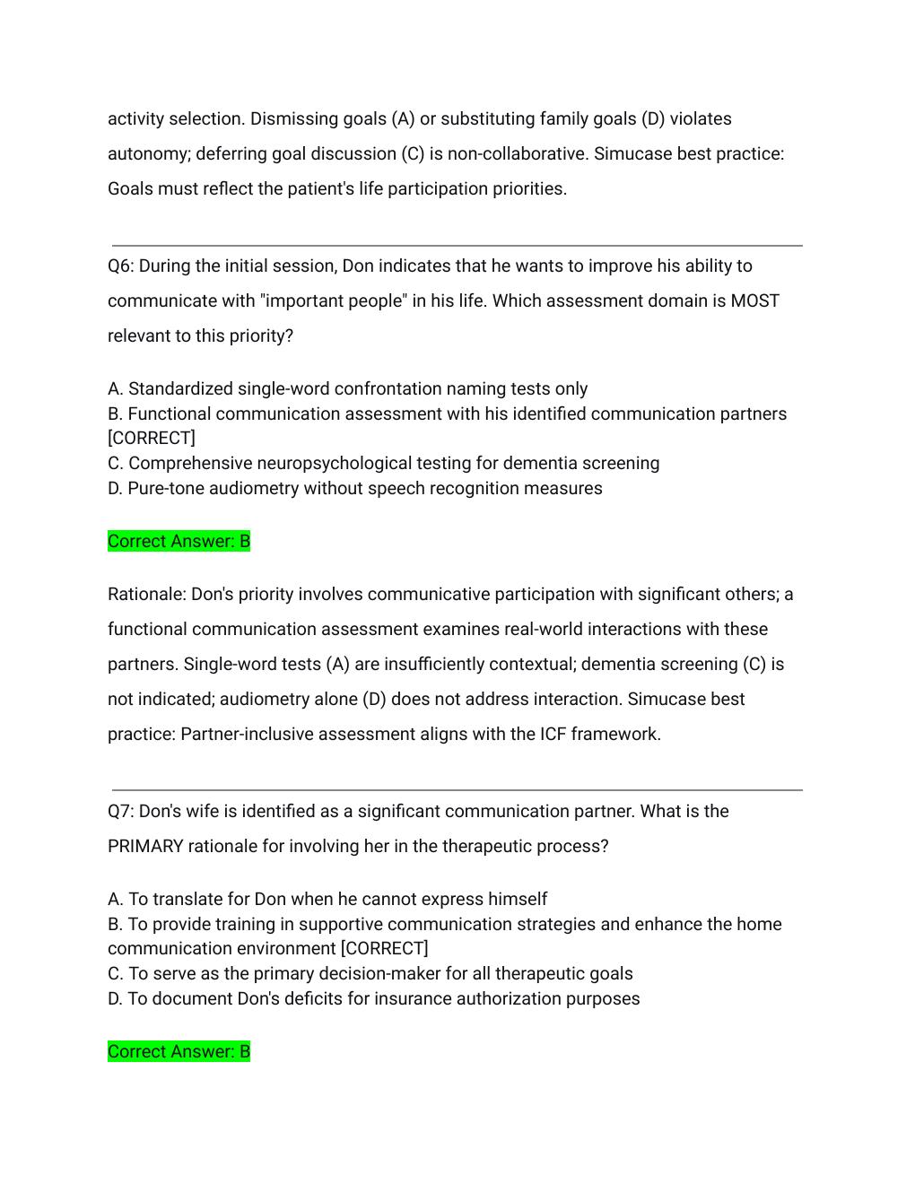 Preview page 4 of Simucase Don Intervention SLP Clinical Simulation Transcript & Exam Bundle Actual Exam 2026/2027 – Complete Exam-Style Q