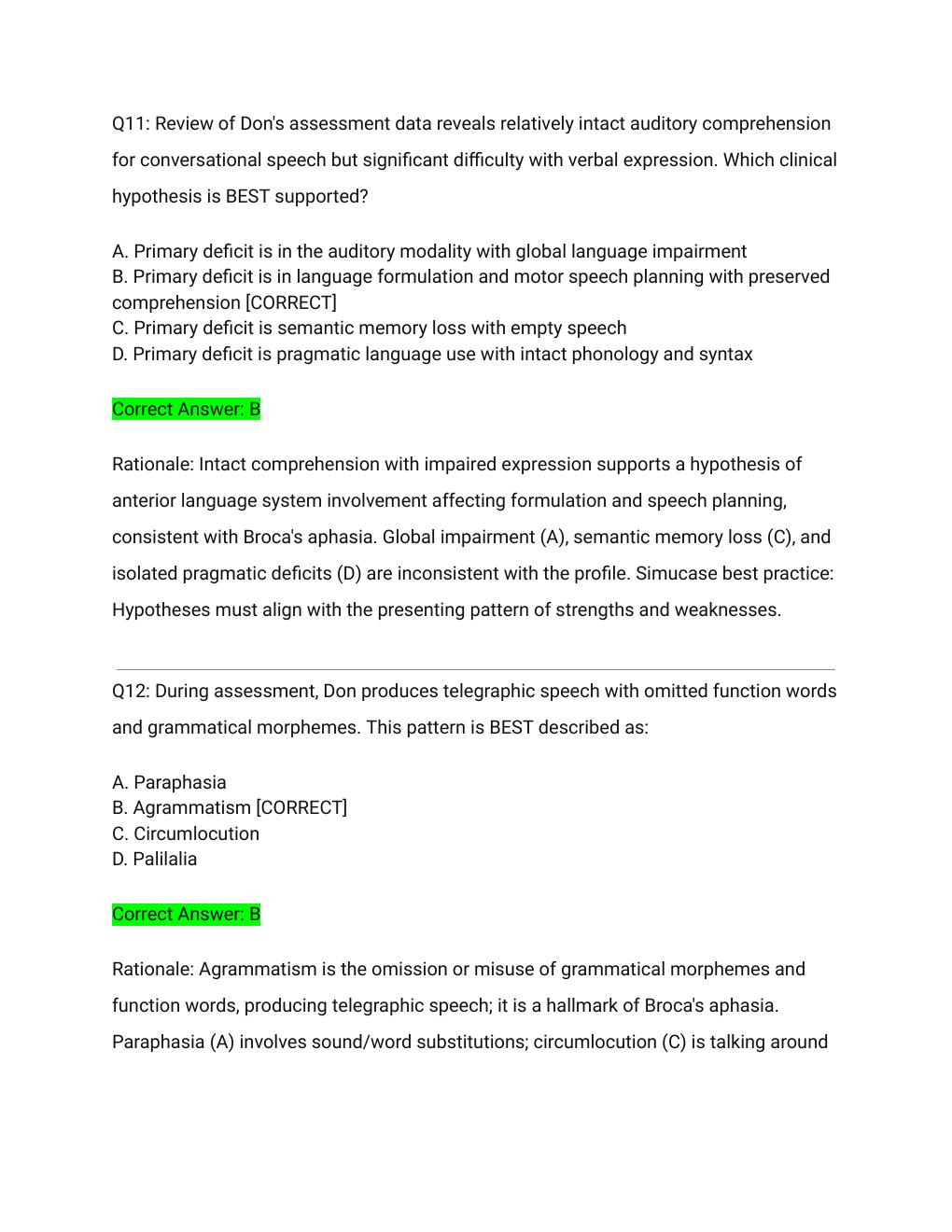 Preview page 7 of Simucase Don Intervention SLP Clinical Simulation Transcript & Exam Bundle Actual Exam 2026/2027 – Complete Exam-Style Q