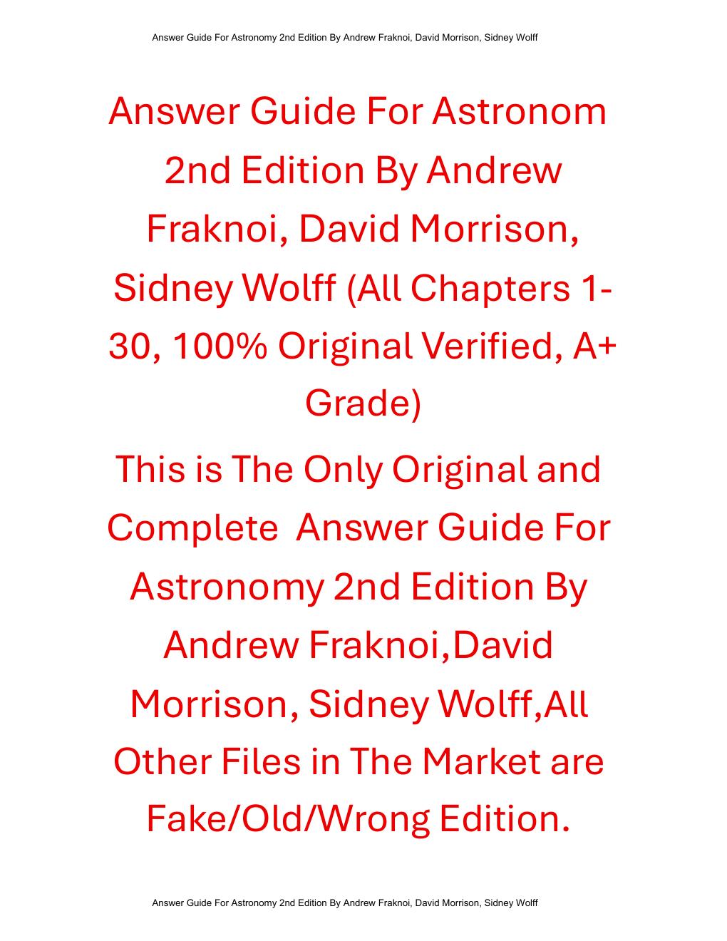 Preview page 2 of Instructor Answer Guide Astronomy 2nd Edition By Andrew Fraknoi, David Morrison, Sidney Wolff (OpenStax)