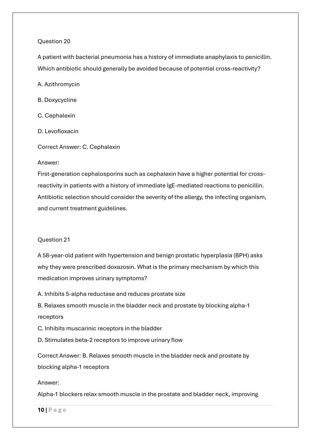 Preview page 10 of WGU D116 ADVANCED PHARMACOLOGY OA  EXAM