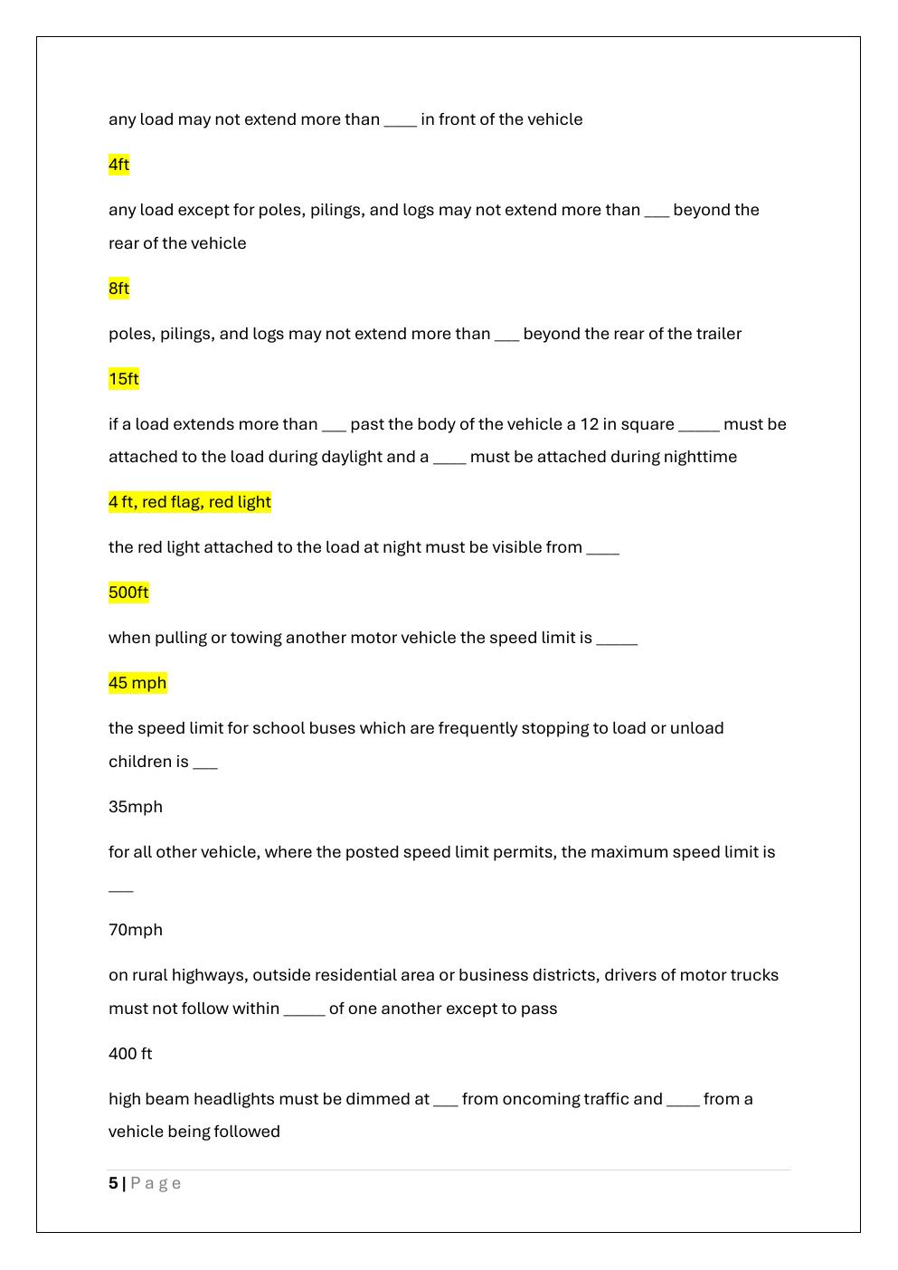 Preview page 5 of LOUISIANA CLASS D CHAUFFEUR LICENSE  EXAM