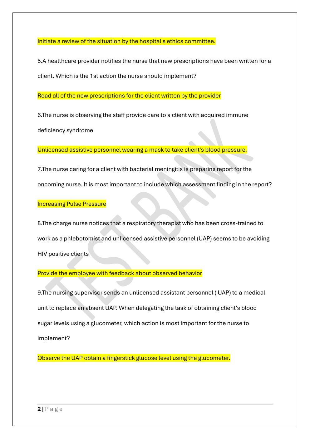 Preview page 2 of LEADERSHIP HESI EXAM PREP TEST BANK 2