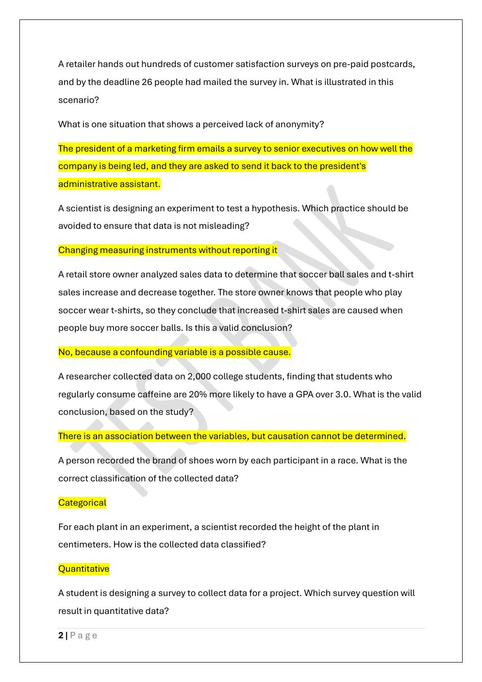 Preview page 2 of WGU D772 STATISTICAL DATA OBJECTIVE  ASSESSMENT EXAM