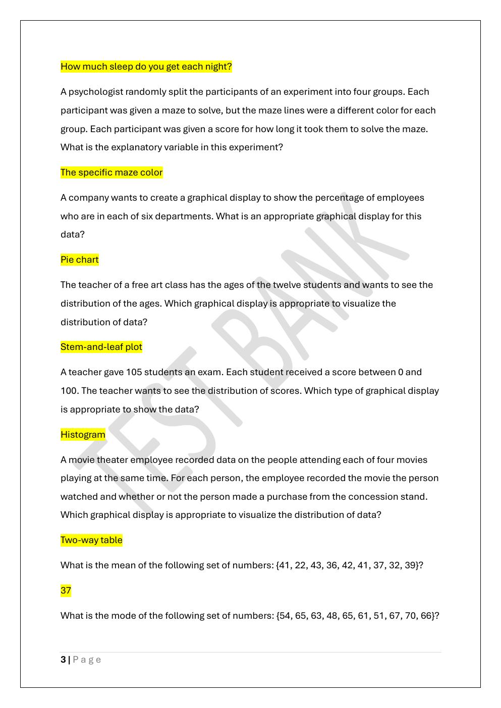 Preview page 3 of WGU D772 STATISTICAL DATA OBJECTIVE  ASSESSMENT EXAM