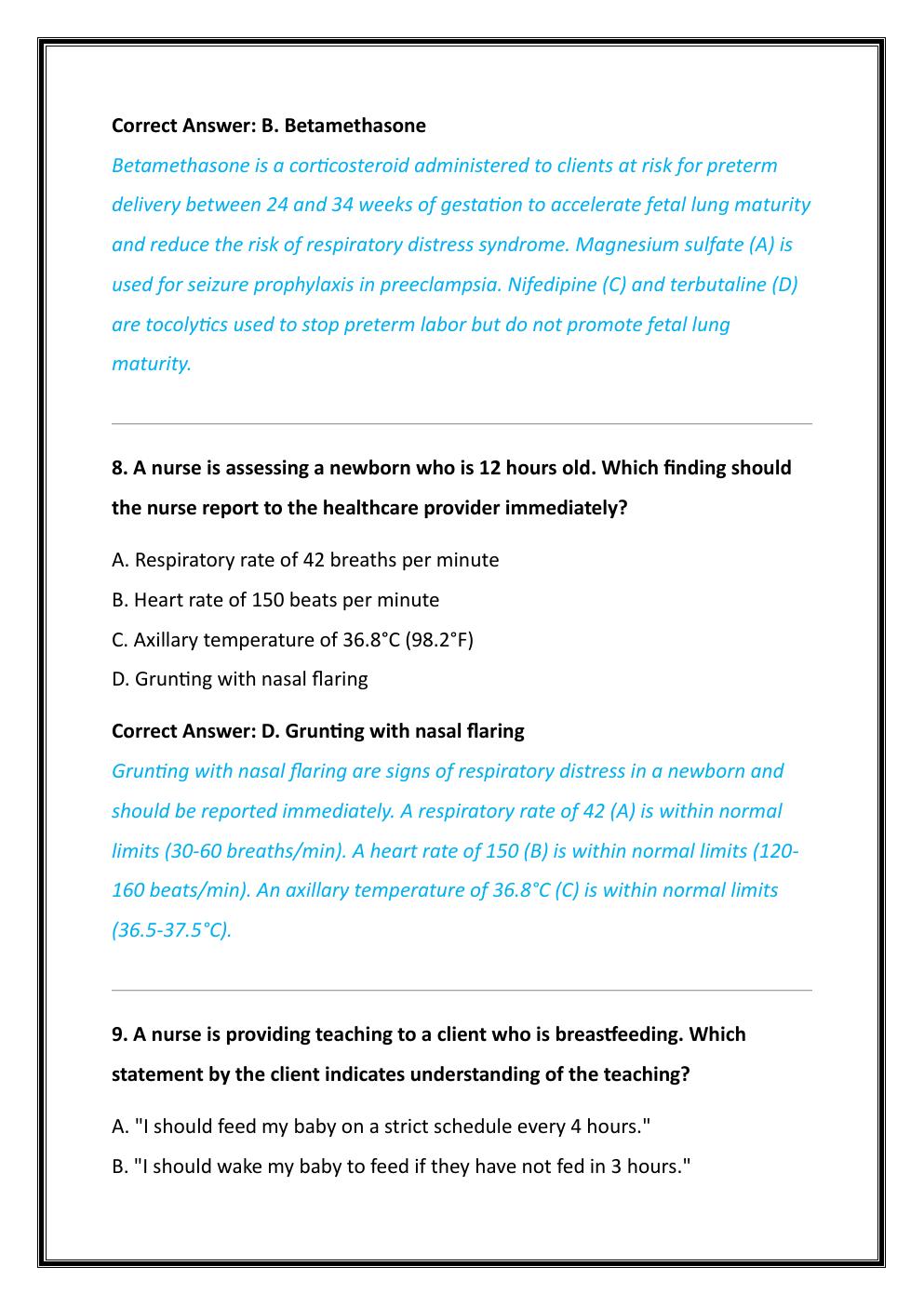 Preview page 9 of ATI RN MATERNAL NEWBORN OB 2023-2026
