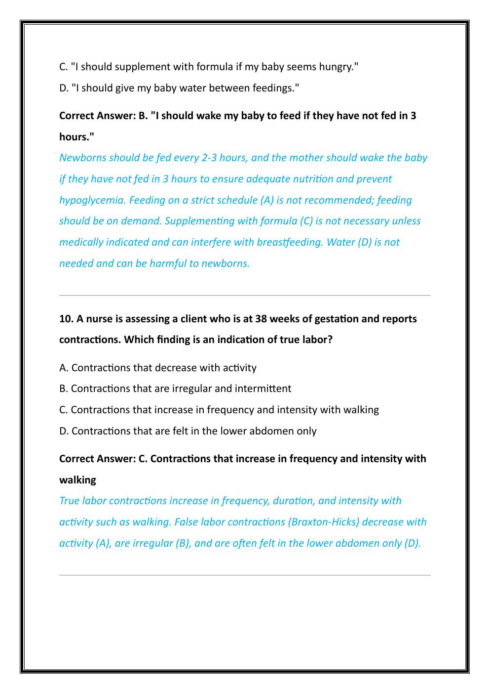 Preview page 10 of ATI RN MATERNAL NEWBORN OB 2023-2026