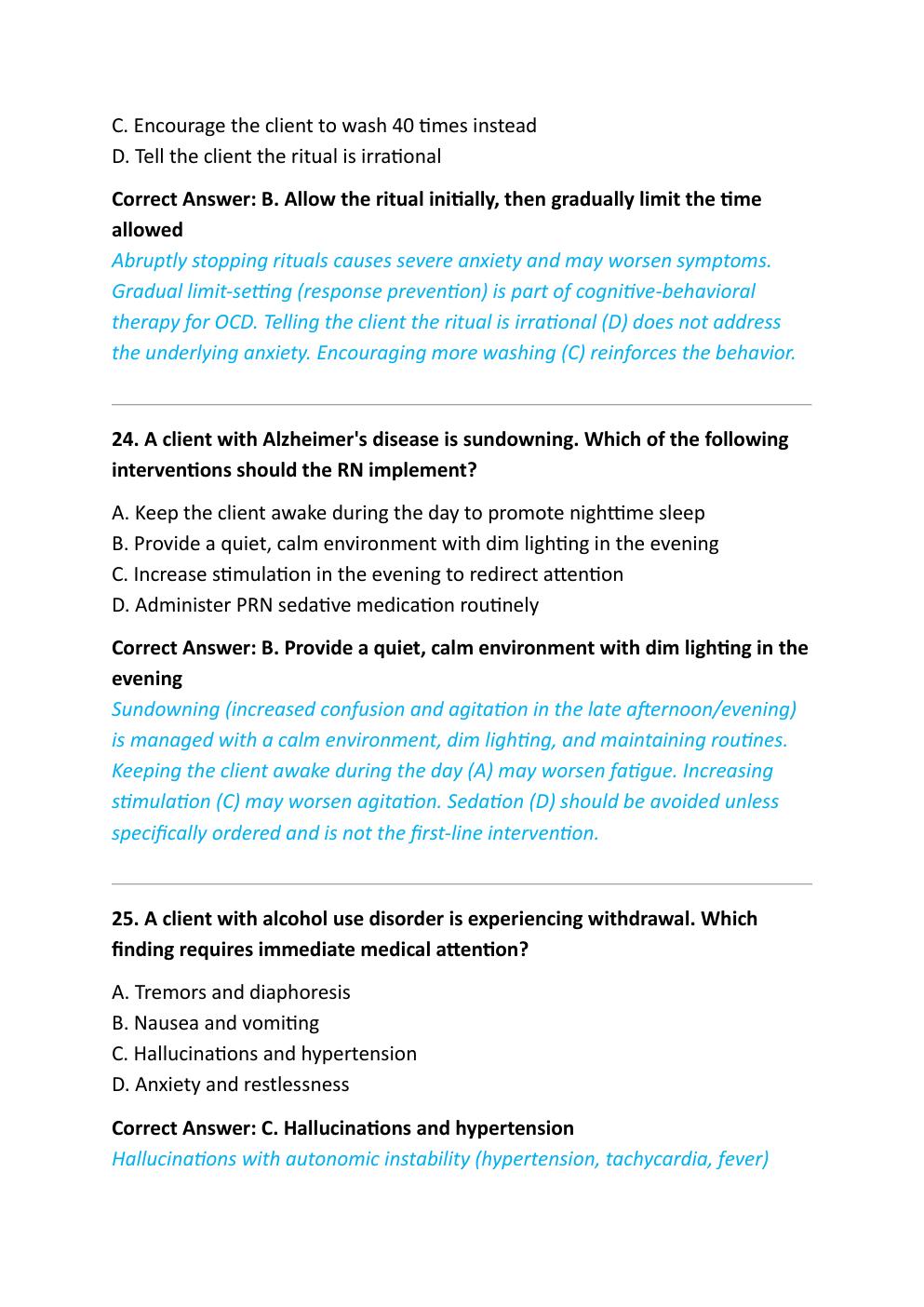 Preview page 10 of ATI RN Mental Health 2023-2026