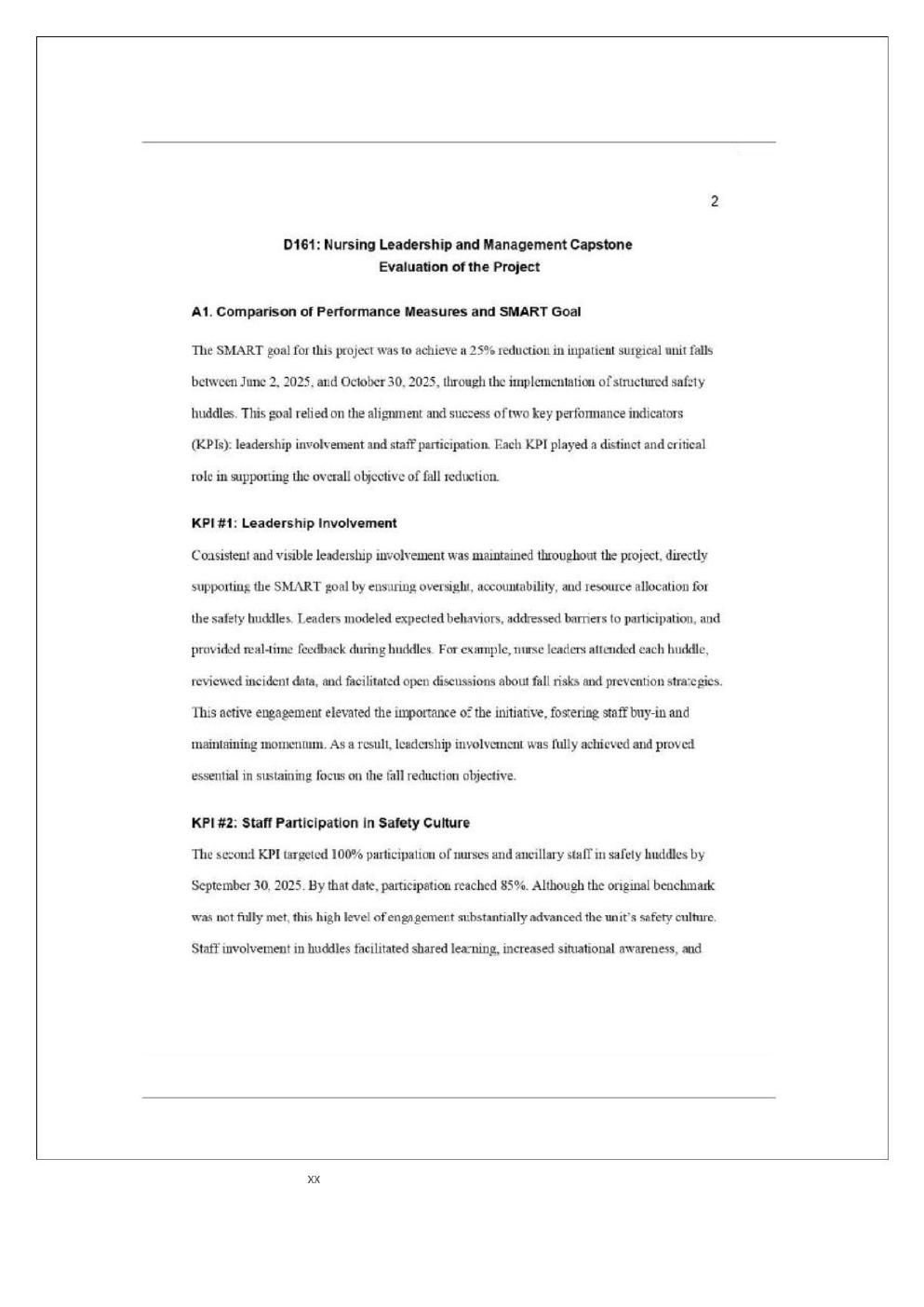 Preview page 3 of WGU D161 Capstone Complete HIP Paper: Safety Huddle Implementation to Reduce Falls | 2026 Update with complete solutions