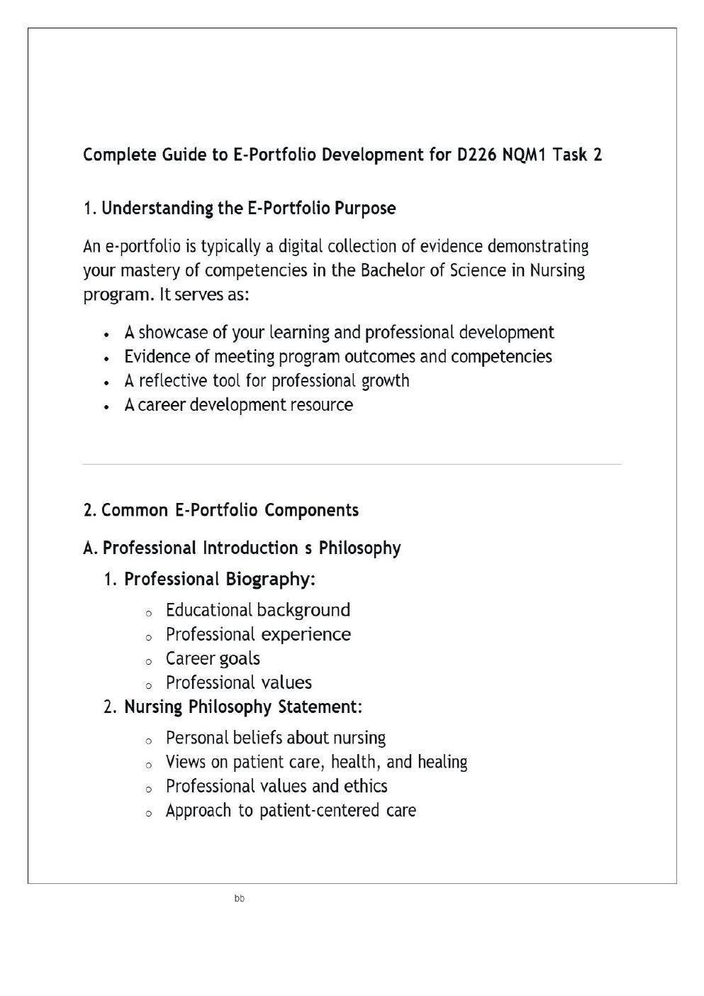 Preview page 4 of WGU D226 NQM1 TASK 2: E-PORTFOLIO SUBMISSION | FINAL BSPU | 2026 Update with complete solutions.