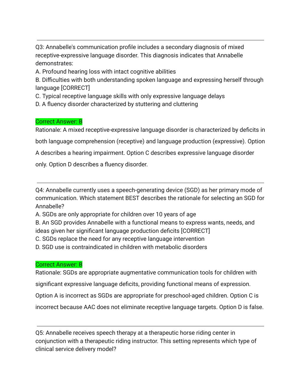Preview page 2 of Annabelle Simucase Intervention (SLP) Full Transcript Actual Exam 2026/2027 – Complete Solutions with Detailed Rationale