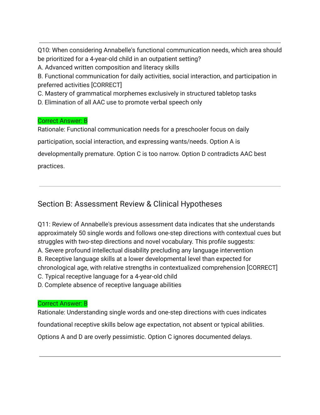 Preview page 5 of Annabelle Simucase Intervention (SLP) Full Transcript Actual Exam 2026/2027 – Complete Solutions with Detailed Rationale
