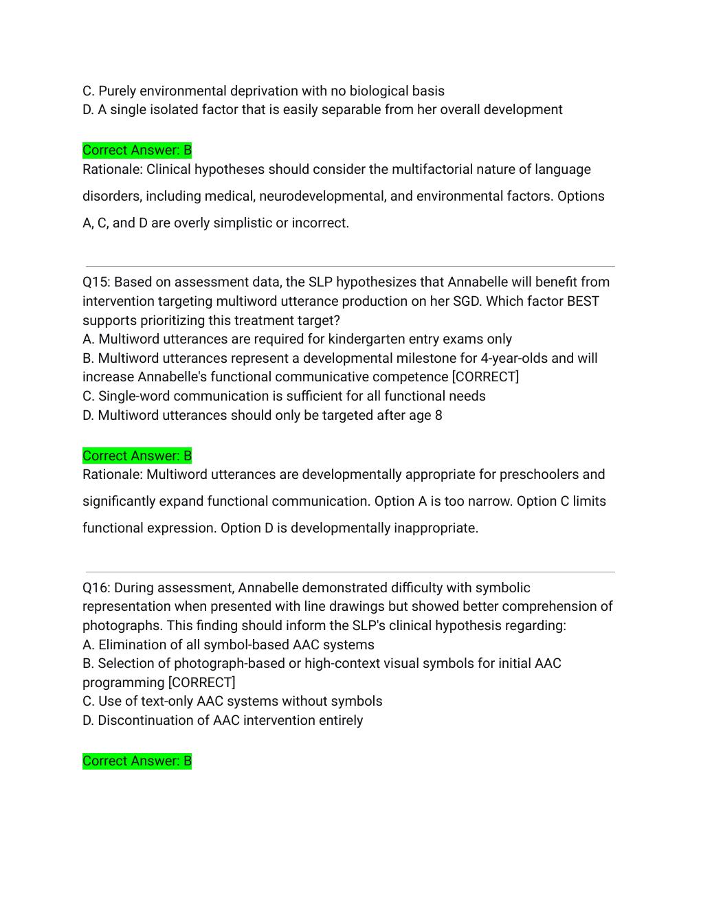 Preview page 7 of Annabelle Simucase Intervention (SLP) Full Transcript Actual Exam 2026/2027 – Complete Solutions with Detailed Rationale