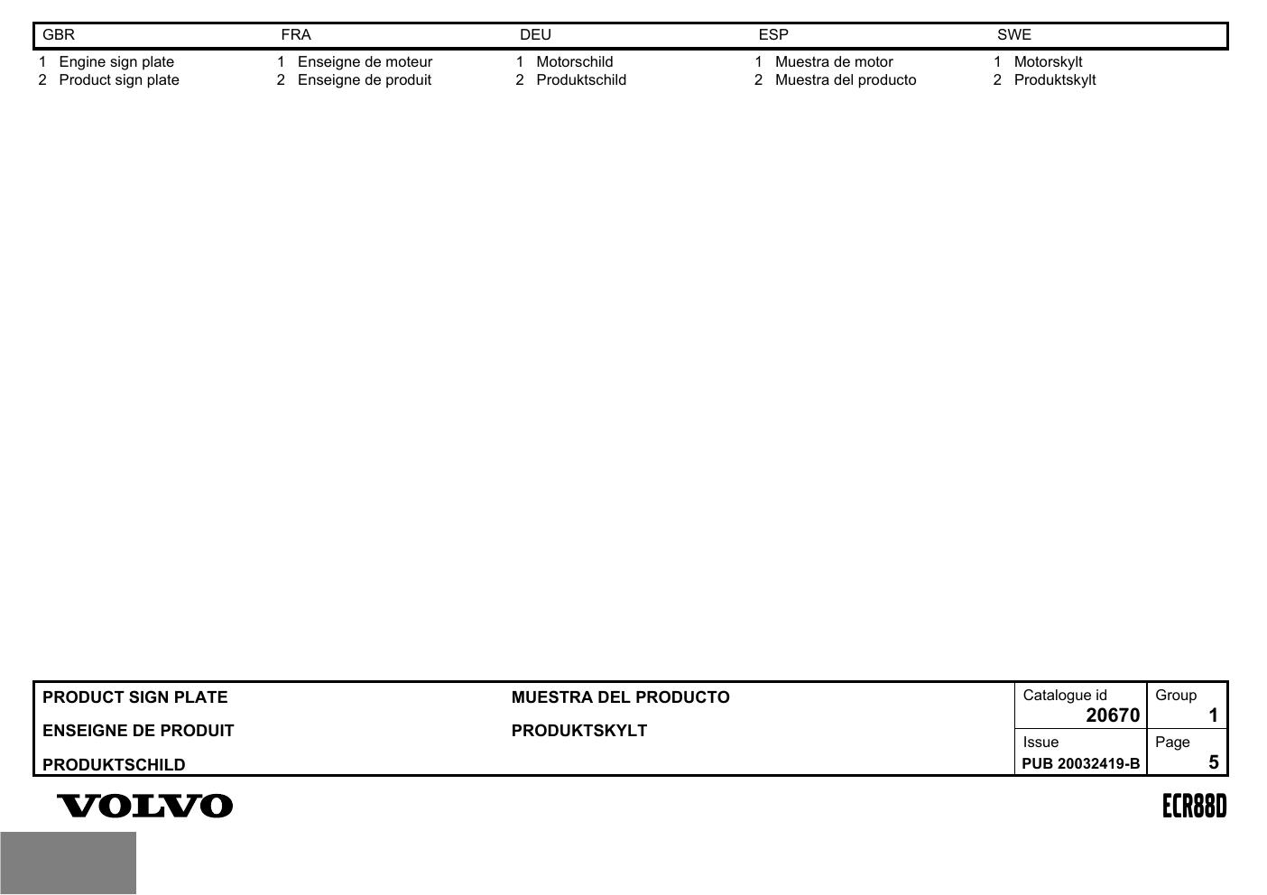 Preview page 6 of Volvo ECR88D Excavator Parts Catalog Manual