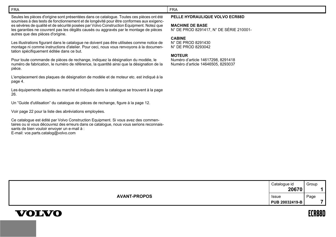 Preview page 8 of Volvo ECR88D Excavator Parts Catalog Manual