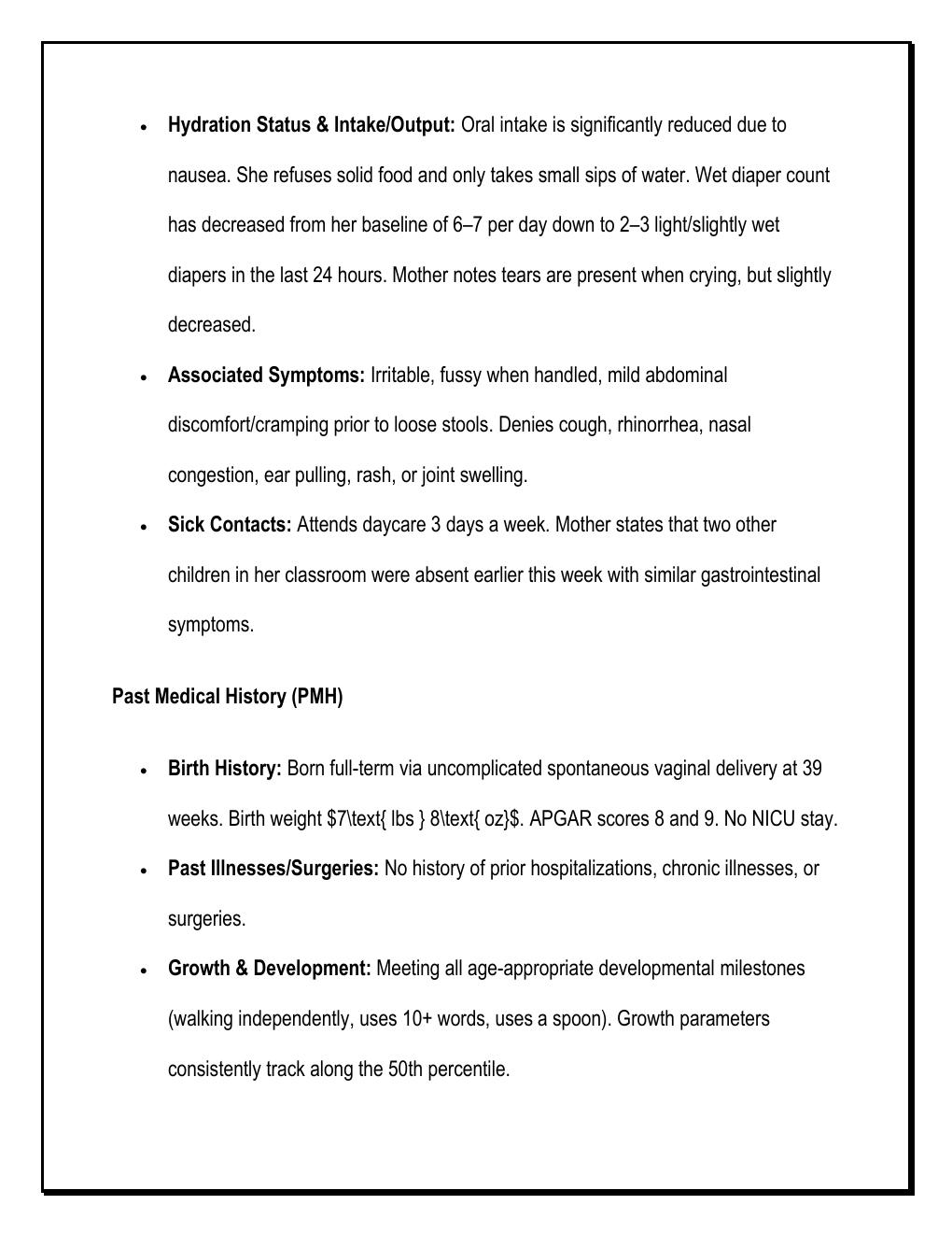 Preview page 3 of i-Human Layla Stevens – 18 Months Old | Vomiting & Diarrhea | Complete  Case Study Guide, HPI, Physical Exam, DDx & Mana