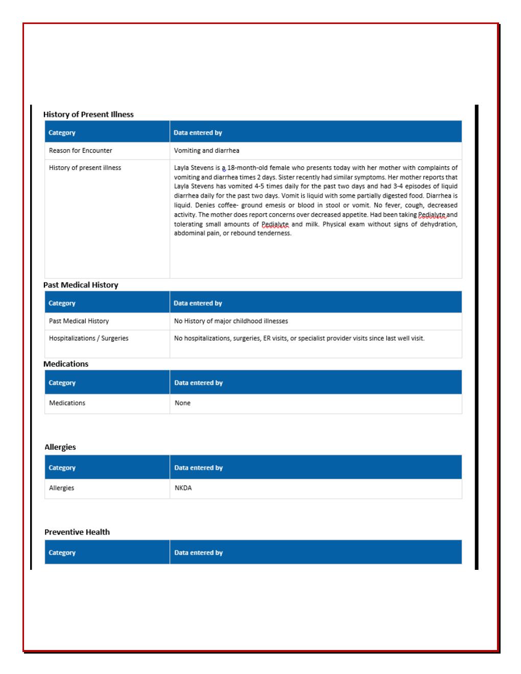 Preview page 2 of Layla Stevens i-Human Case Study (2026 2027) | Pediatric Vomiting & Diarrhea |  Complete SOAP Note, Differential Diagnos