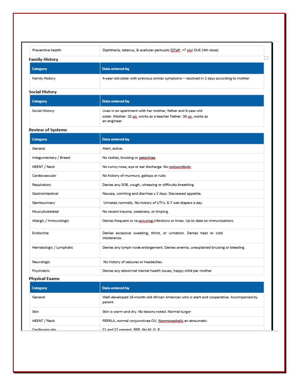 Preview page 3 of Layla Stevens i-Human Case Study (2026 2027) | Pediatric Vomiting & Diarrhea |  Complete SOAP Note, Differential Diagnos
