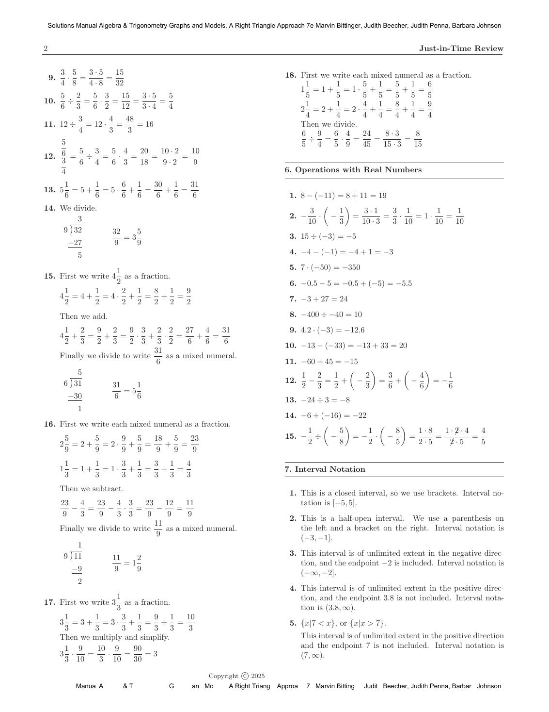 Preview page 5 of Solutions Manual Algebra & Trigonometry Graphs and Models, A Right Triangle Approach 7th Edition By Marvin Bittinger, Ju