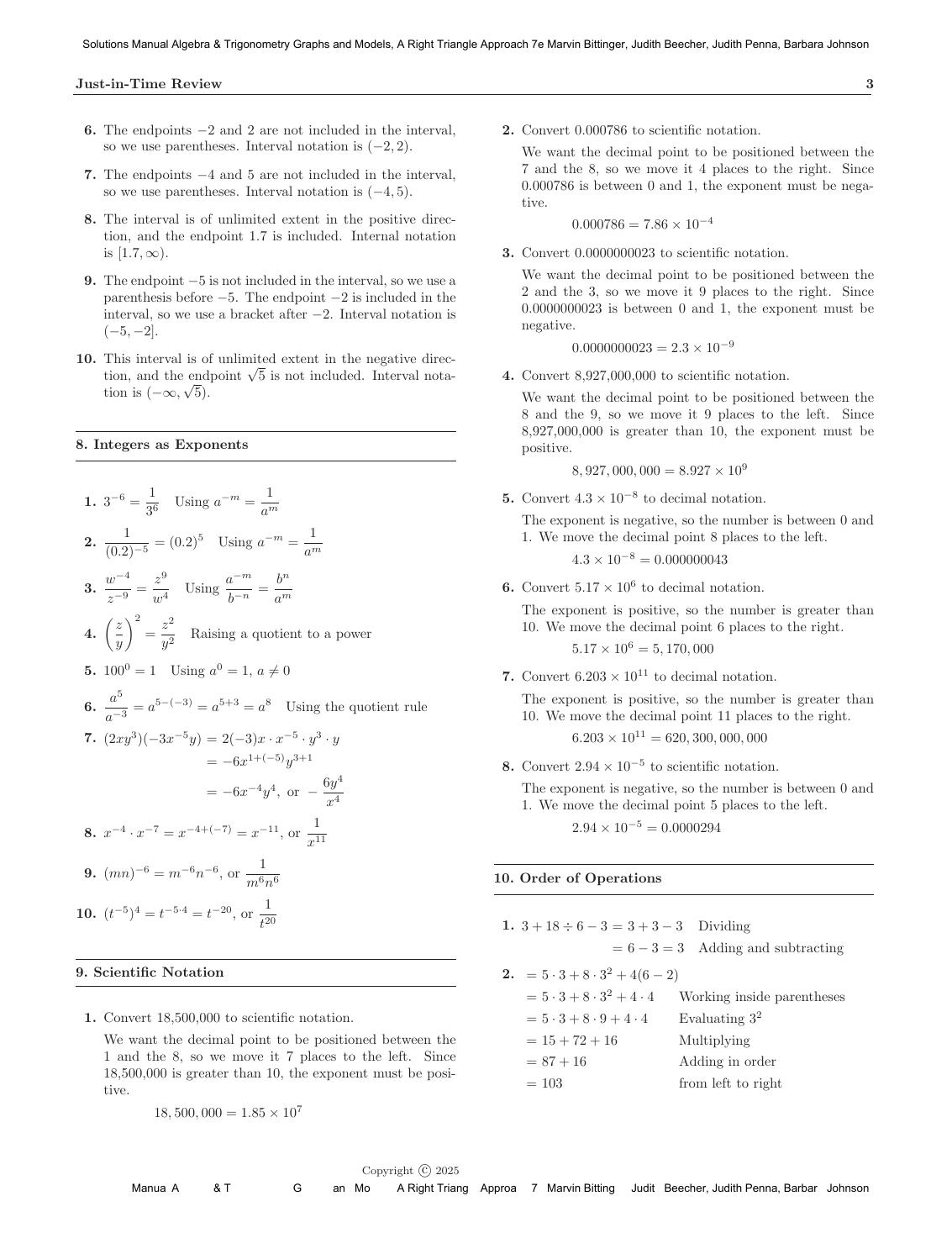 Preview page 6 of Solutions Manual Algebra & Trigonometry Graphs and Models, A Right Triangle Approach 7th Edition By Marvin Bittinger, Ju