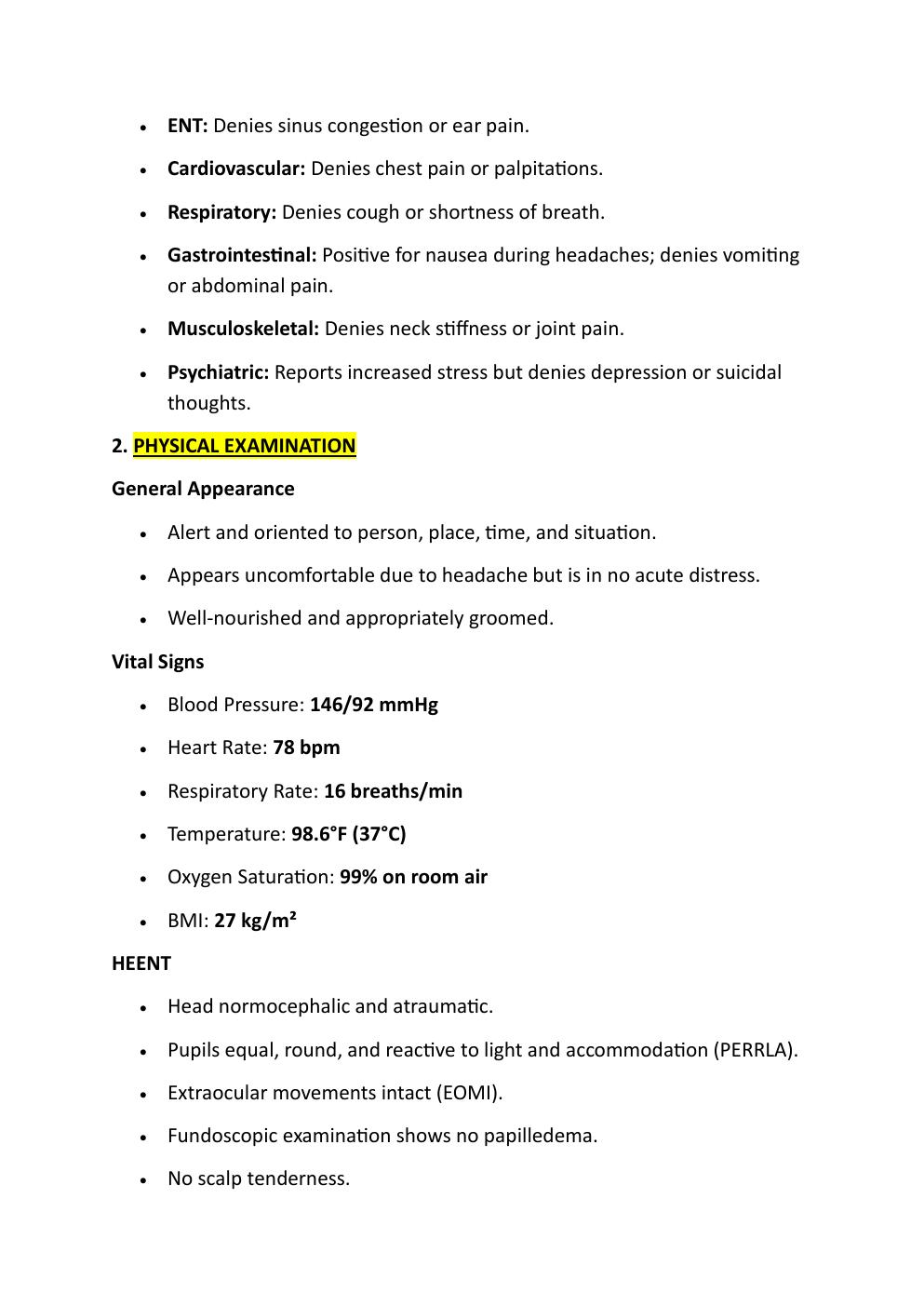 Preview page 5 of IHUMAN CASE STUDY. BEBE  BABBITT, 26-YEAR-OLD. REASON  FOR ENCOUNTER: MORE  FREQUENT SEVERE HEADACHES.   EXAM STUDY GUID