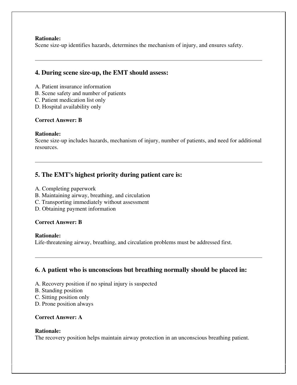 Preview page 2 of New York State EMT-Basic Written Examination  verified with correct answers  with rationales 2026/2027 edition