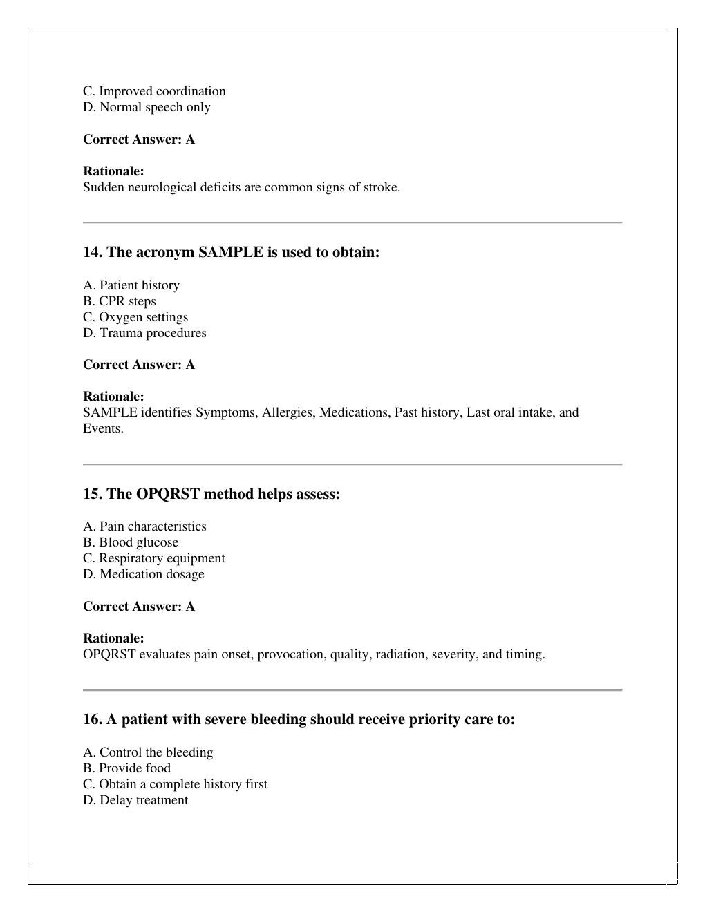 Preview page 5 of New York State EMT-Basic Written Examination  verified with correct answers  with rationales 2026/2027 edition