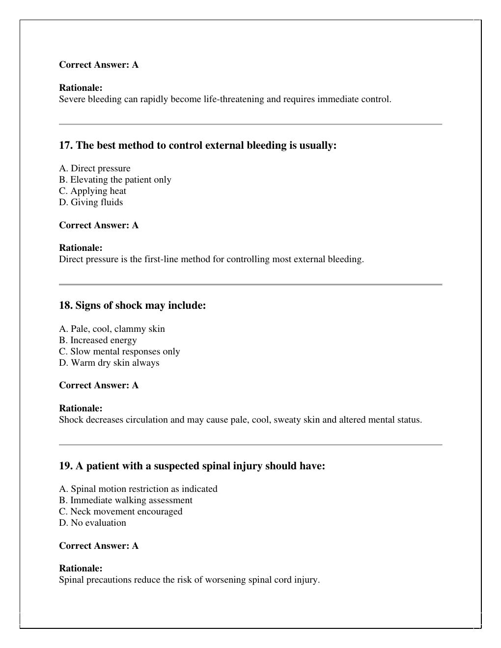 Preview page 6 of New York State EMT-Basic Written Examination  verified with correct answers  with rationales 2026/2027 edition