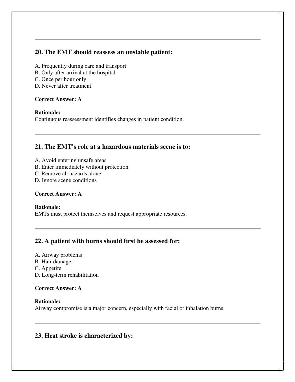 Preview page 7 of New York State EMT-Basic Written Examination  verified with correct answers  with rationales 2026/2027 edition