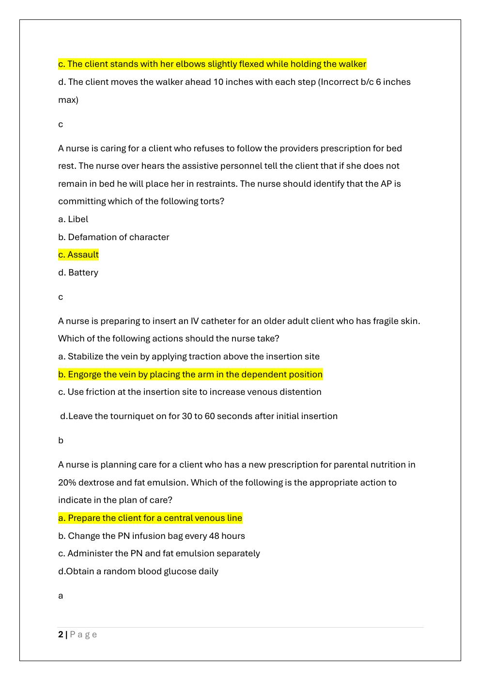 Preview page 2 of ATI FUNDAMENTALS PROCTORED EXAM  WITH VERSION A, B AND C
