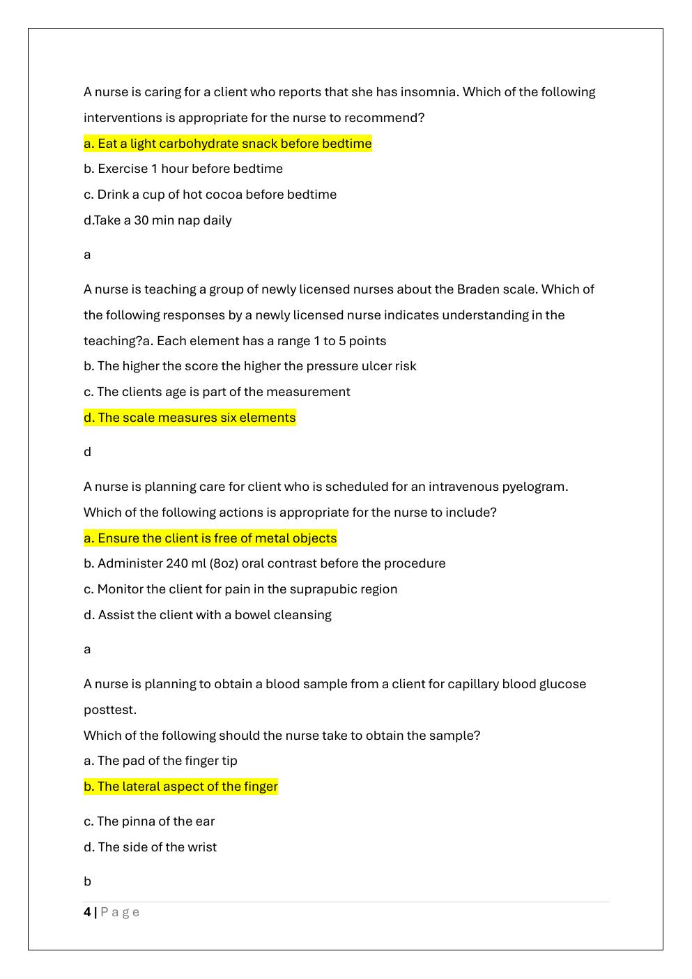 Preview page 4 of ATI FUNDAMENTALS PROCTORED EXAM  WITH VERSION A, B AND C